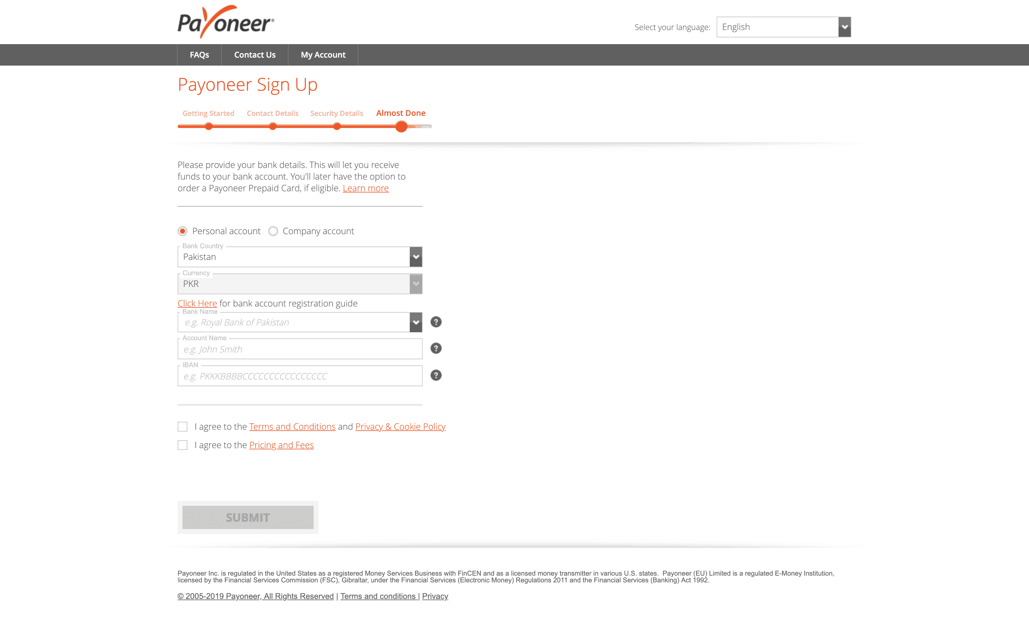 Payoneer Sign Up - Step 4